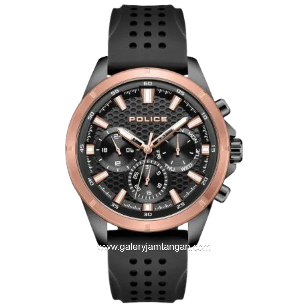 POLICE PEWJQ2204110M Black Rosegold Rubber Strap