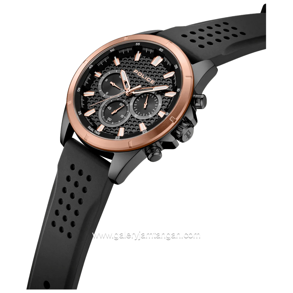 POLICE PEWJQ2204110M Black Rosegold Rubber Strap
