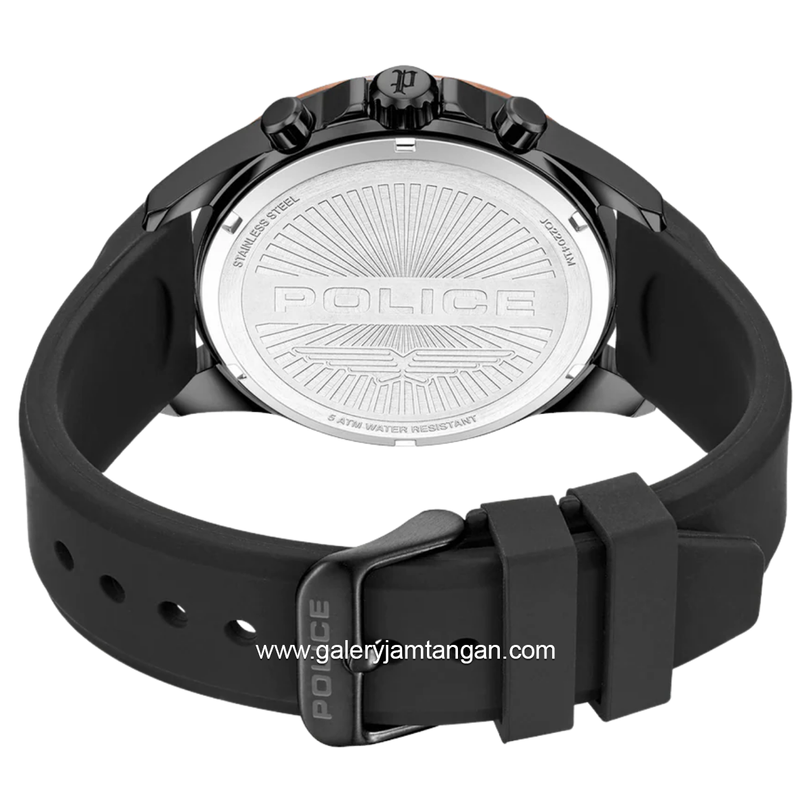POLICE PEWJQ2204110M Black Rosegold Rubber Strap