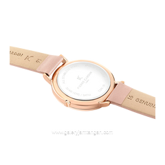 PIERRE CARDIN BONNE NOUVELLE CBN.3055 Pink Dial Silver Leather Strap