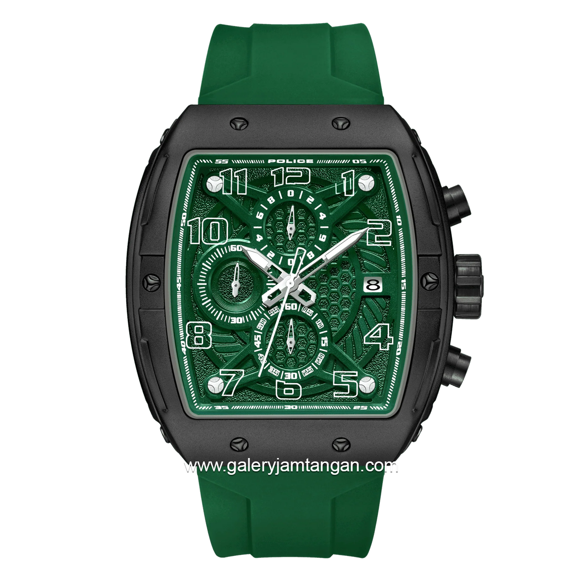 POLICE PEWGO0063102 Green Grey Silicone Strap