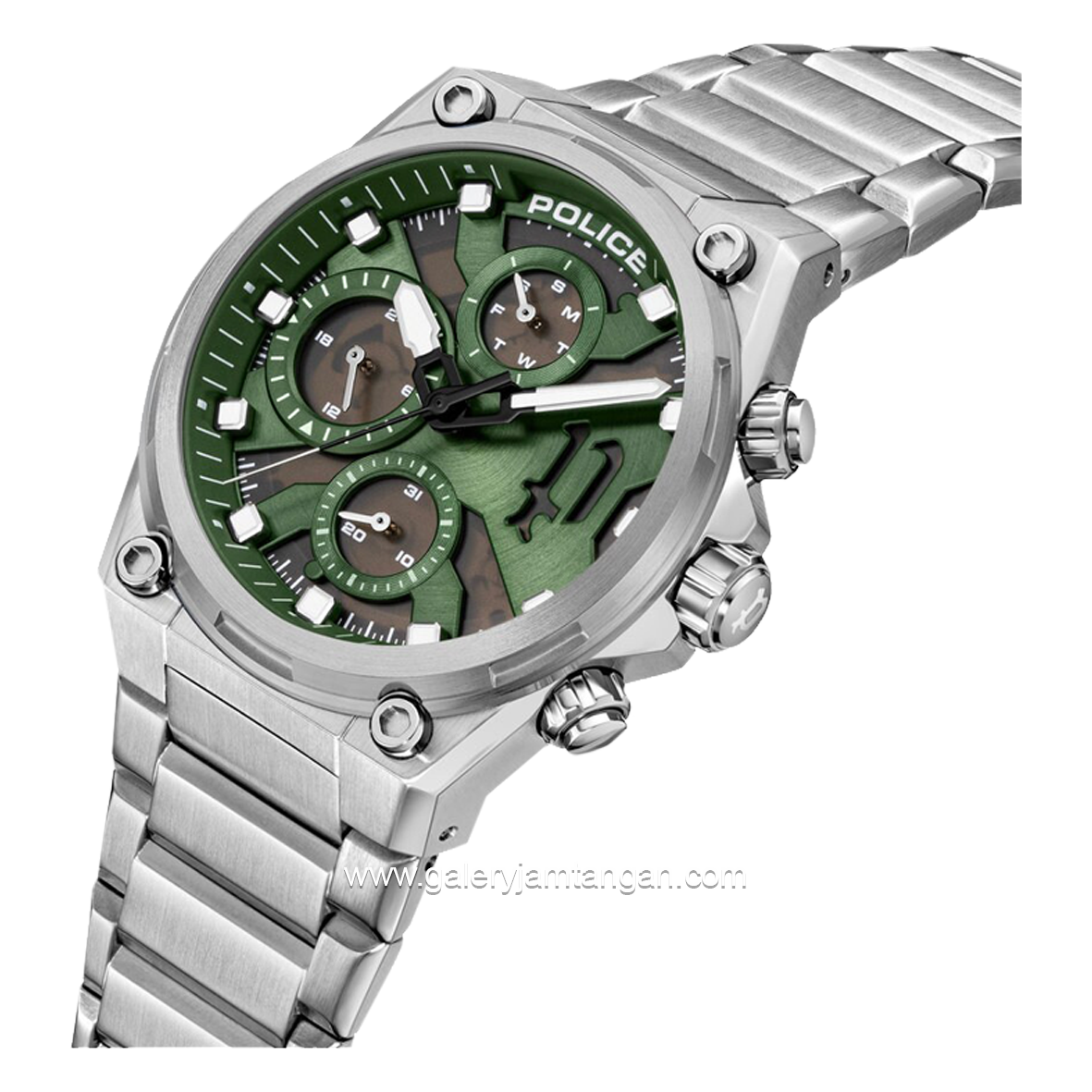 POLICE PEWGK2239104 Silver Dial Green Stainless Steel