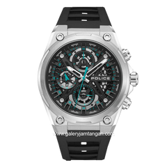 POLICE PEWGQ0054301 Multi Function Black Silver Rubber Strap