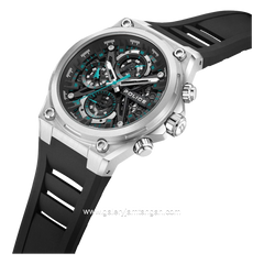 POLICE PEWGQ0054301 Multi Function Black Silver Rubber Strap