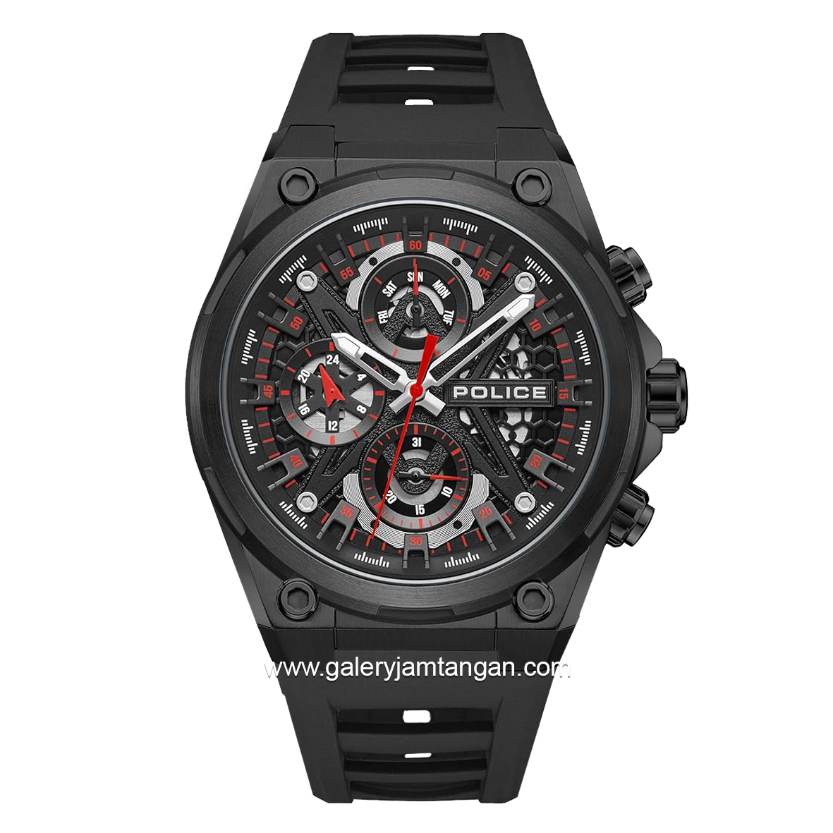 POLICE PEWGQ0054303 Black Multifunction Rubber Strap