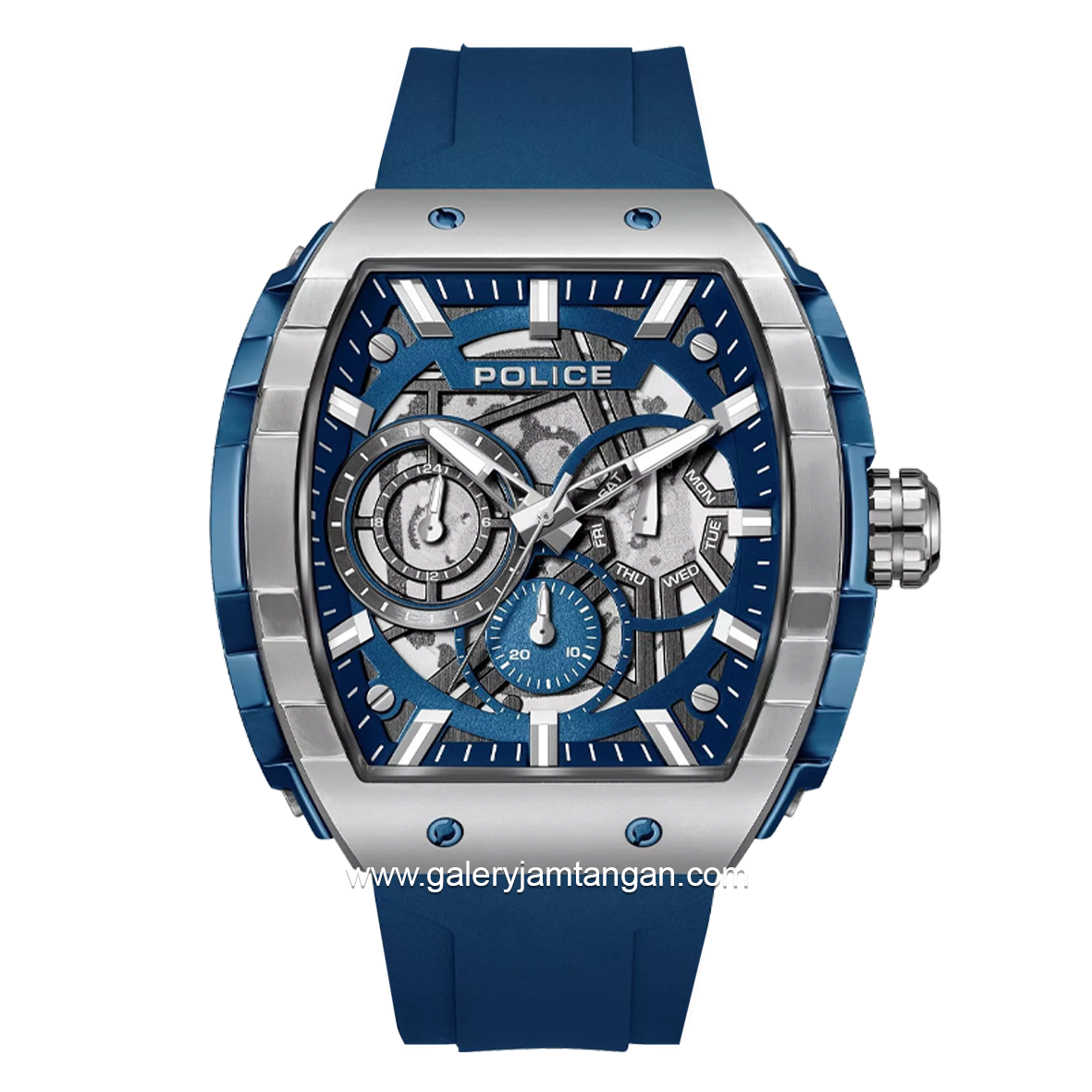 POLICE PEWGQ0063002 Blue Silver Rubber Strap
