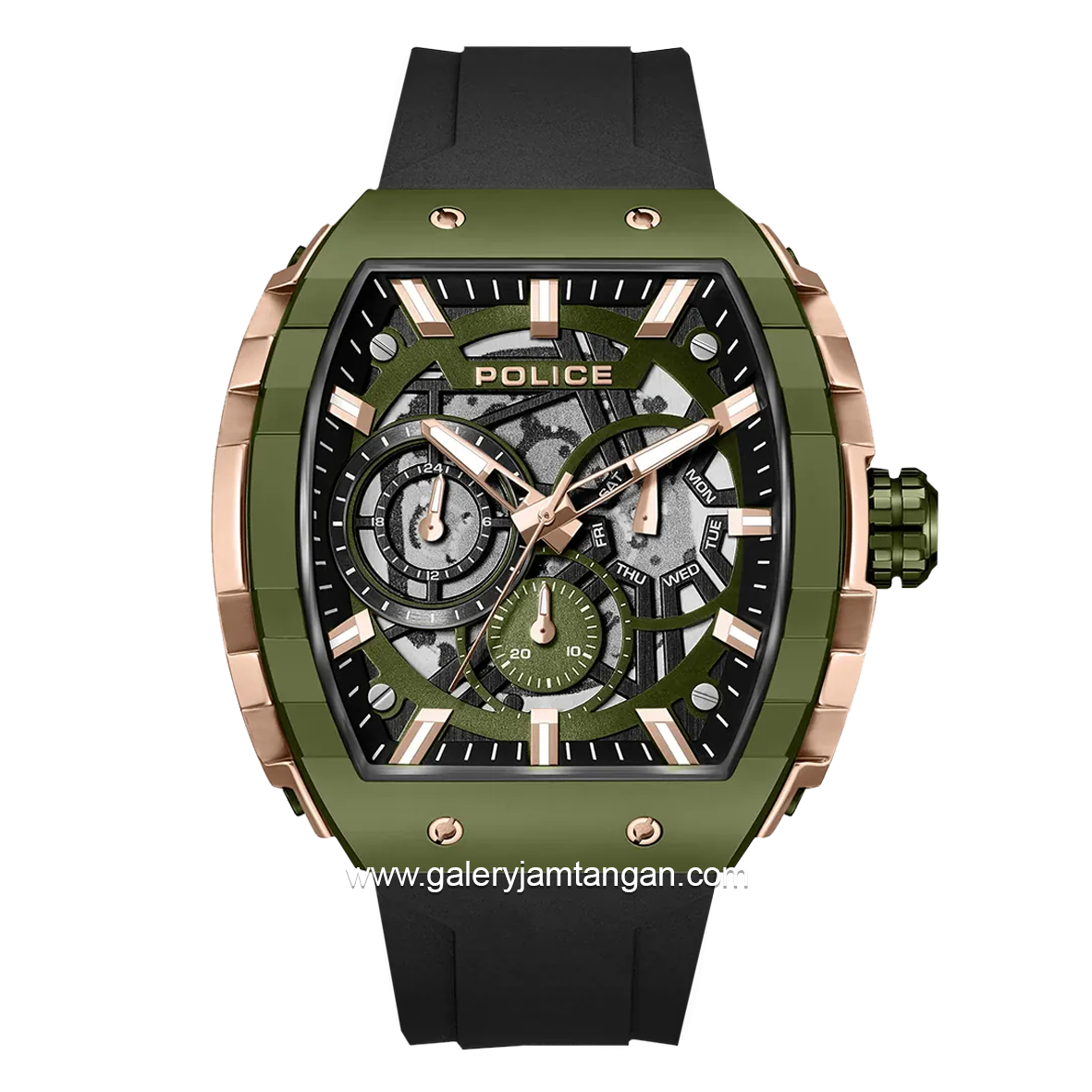 POLICE PEWGQ0063003 Black Green Ruber Strap