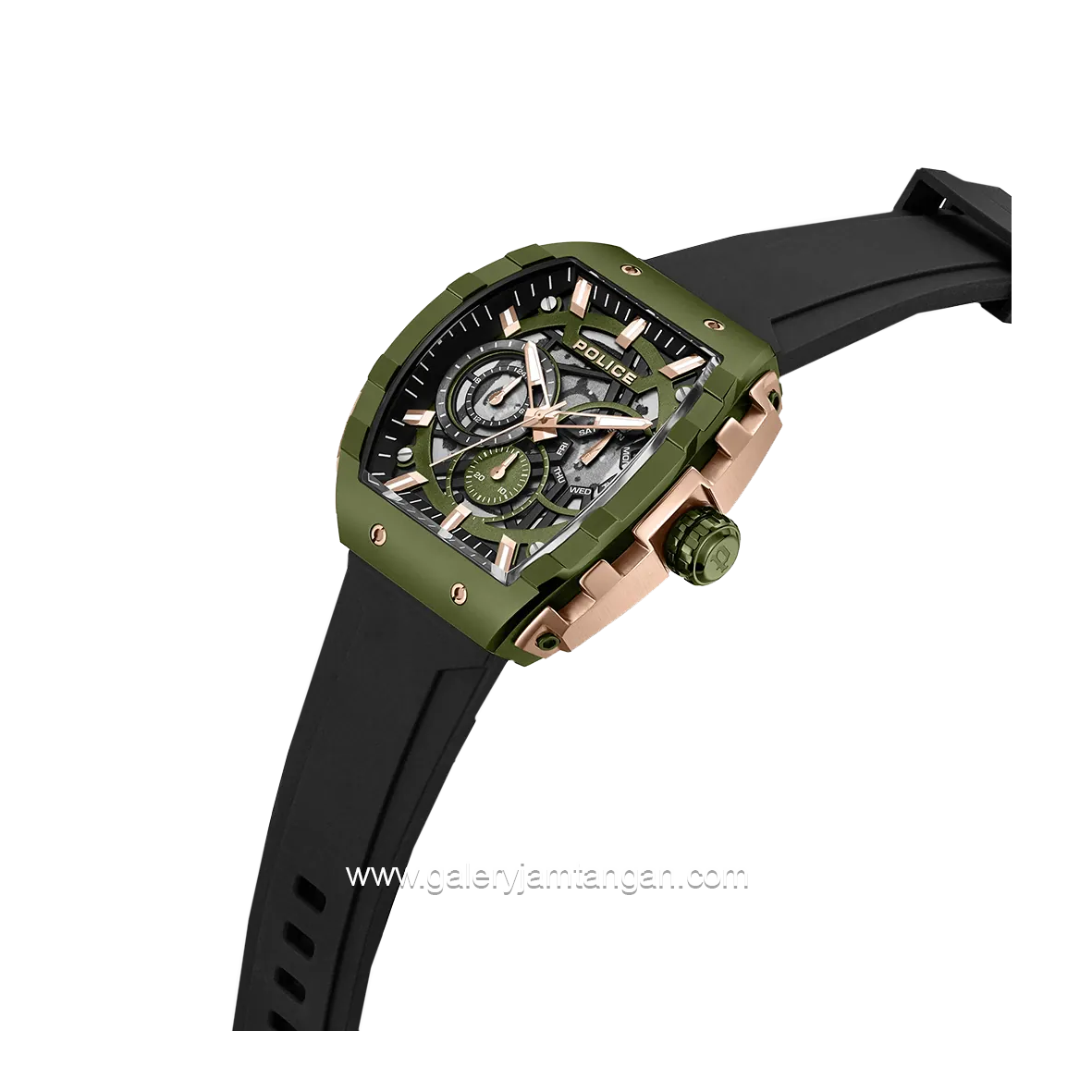 POLICE PEWGQ0063003 Black Green Ruber Strap