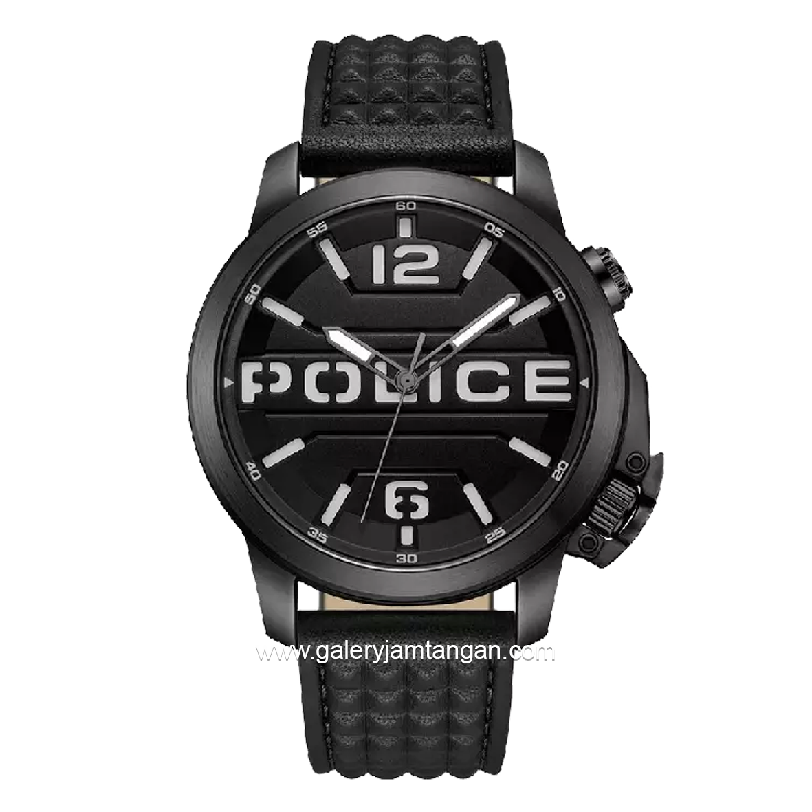 POLICE PEWJD0021701 Full Black Leather Strap
