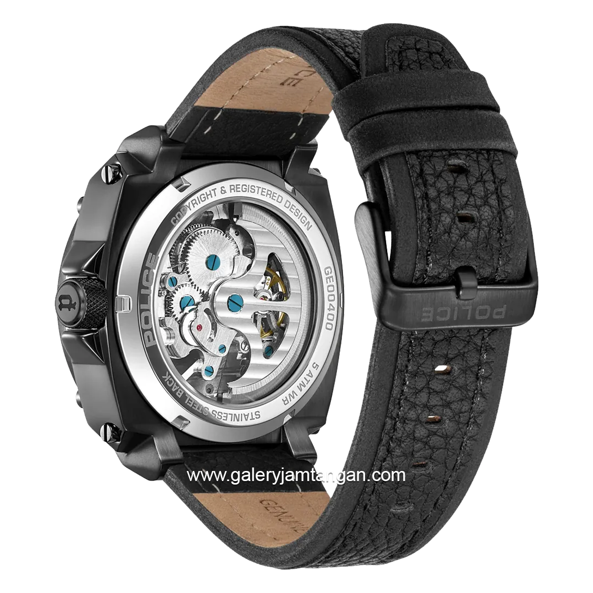 POLICE PEWGE0040003 Automatic Skeleton Dial Leather Strap