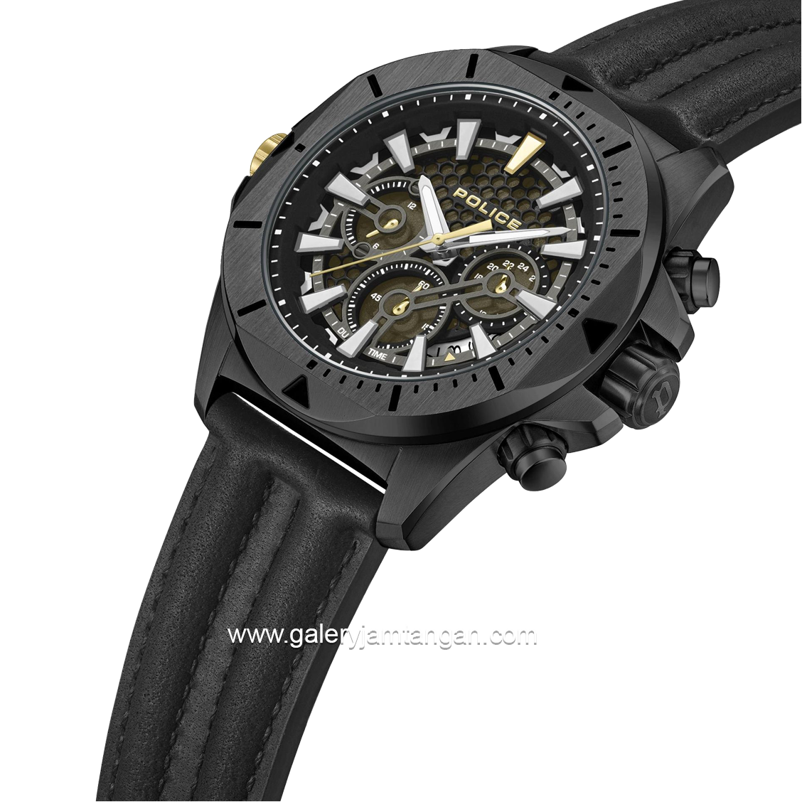 POLICE PEWGF0054503 Black Multifunction Leather Strap