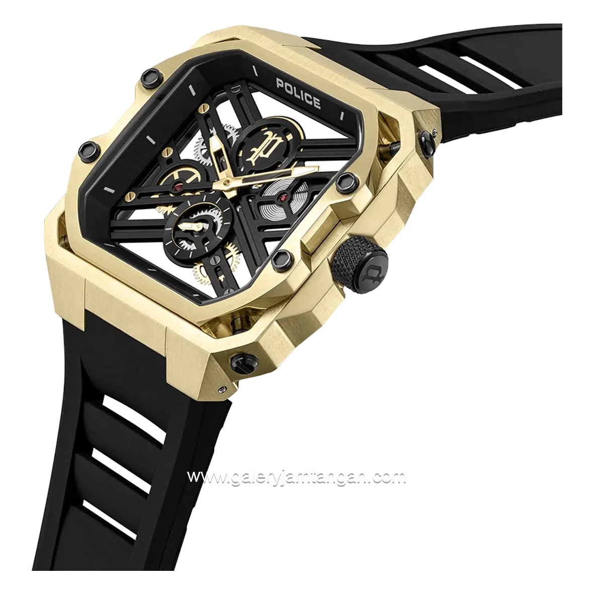 POLICE PEWGM0072003 Black Gold Rubber Strap