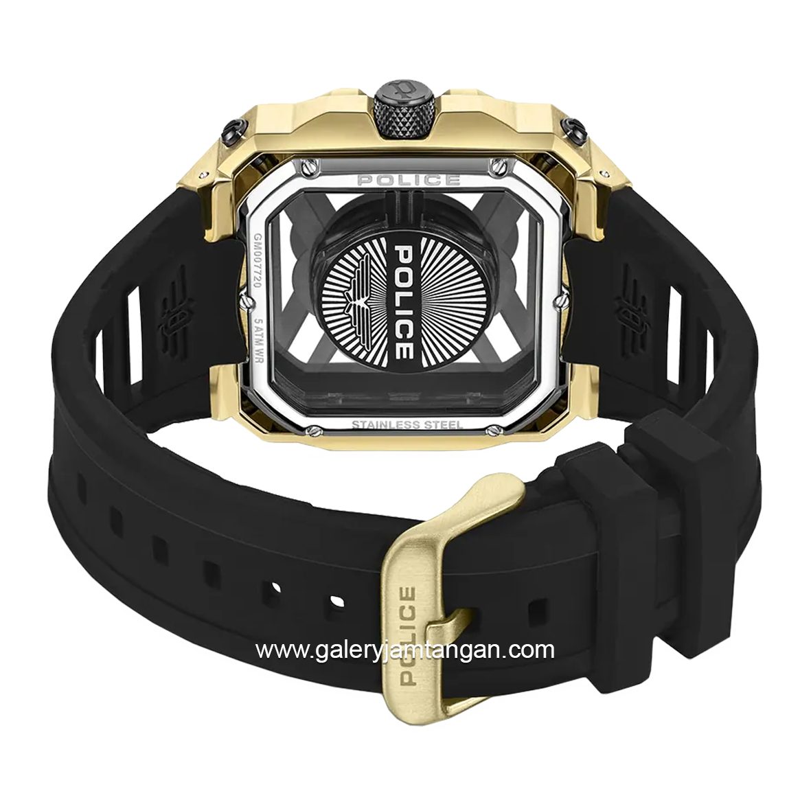 POLICE PEWGM0072003 Black Gold Rubber Strap