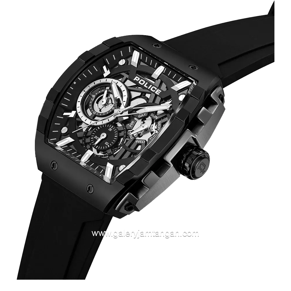 POLICE PEWGQ0063001 Black Silver Rubber Strap