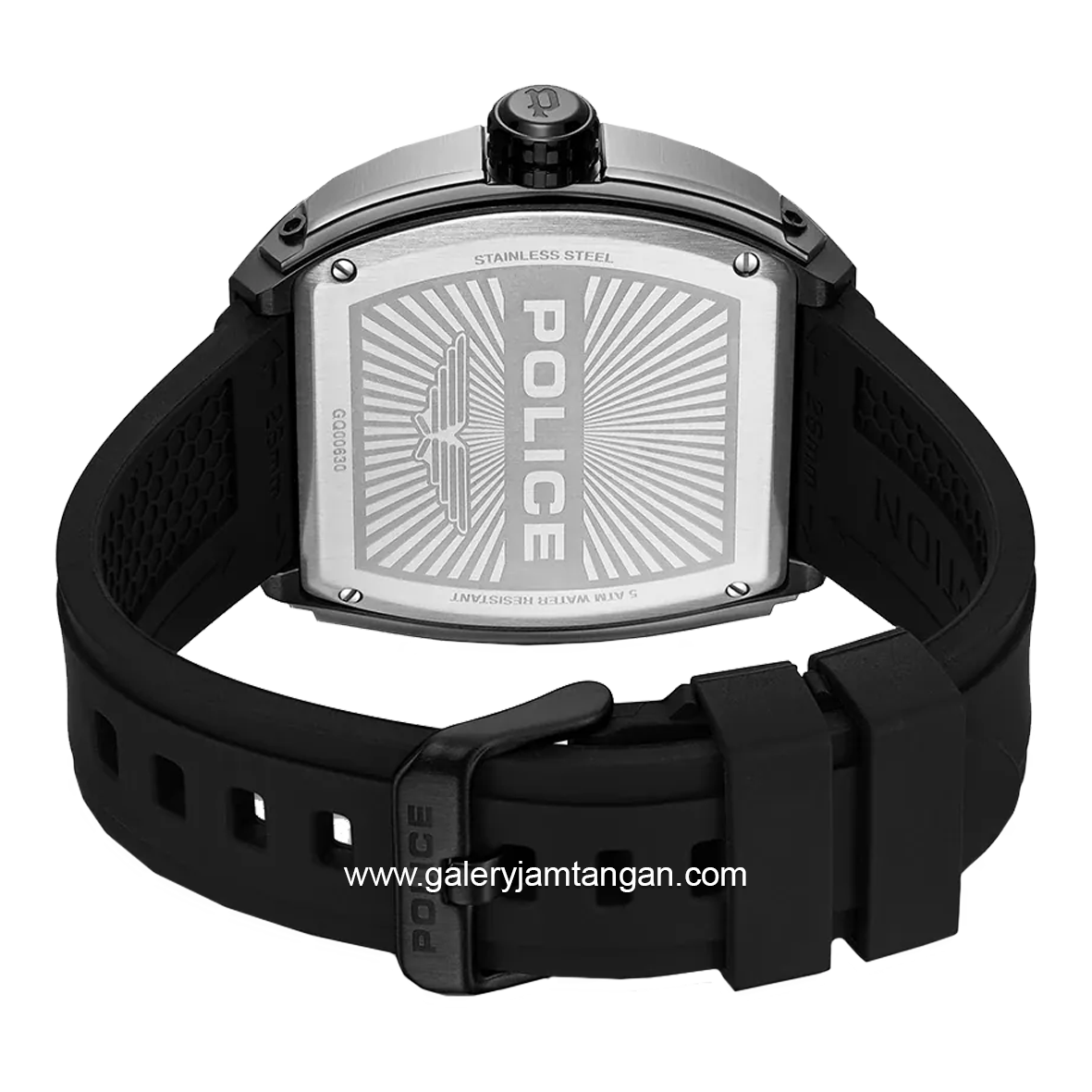 POLICE PEWGQ0063001 Black Silver Rubber Strap