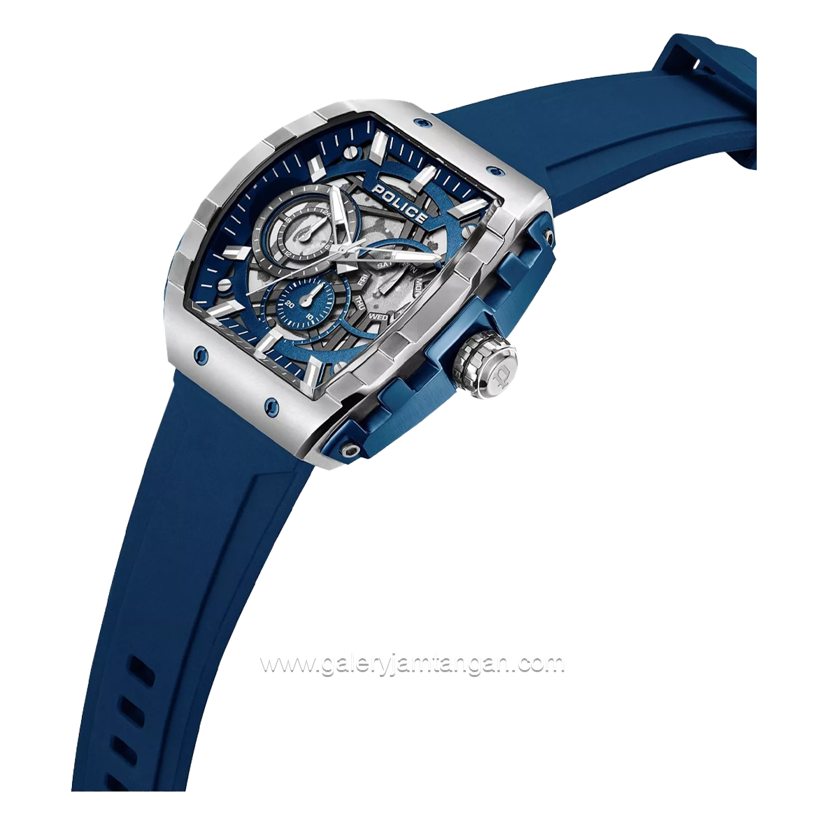 POLICE PEWGQ0063002 Blue Silver Rubber Strap