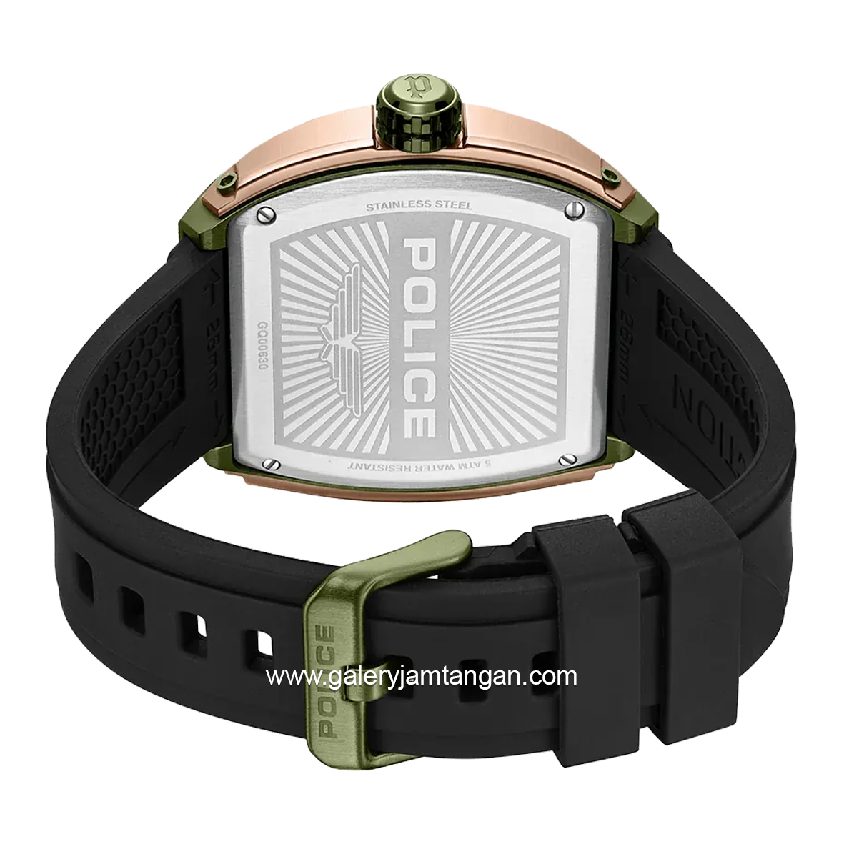 POLICE PEWGQ0063003 Black Green Ruber Strap