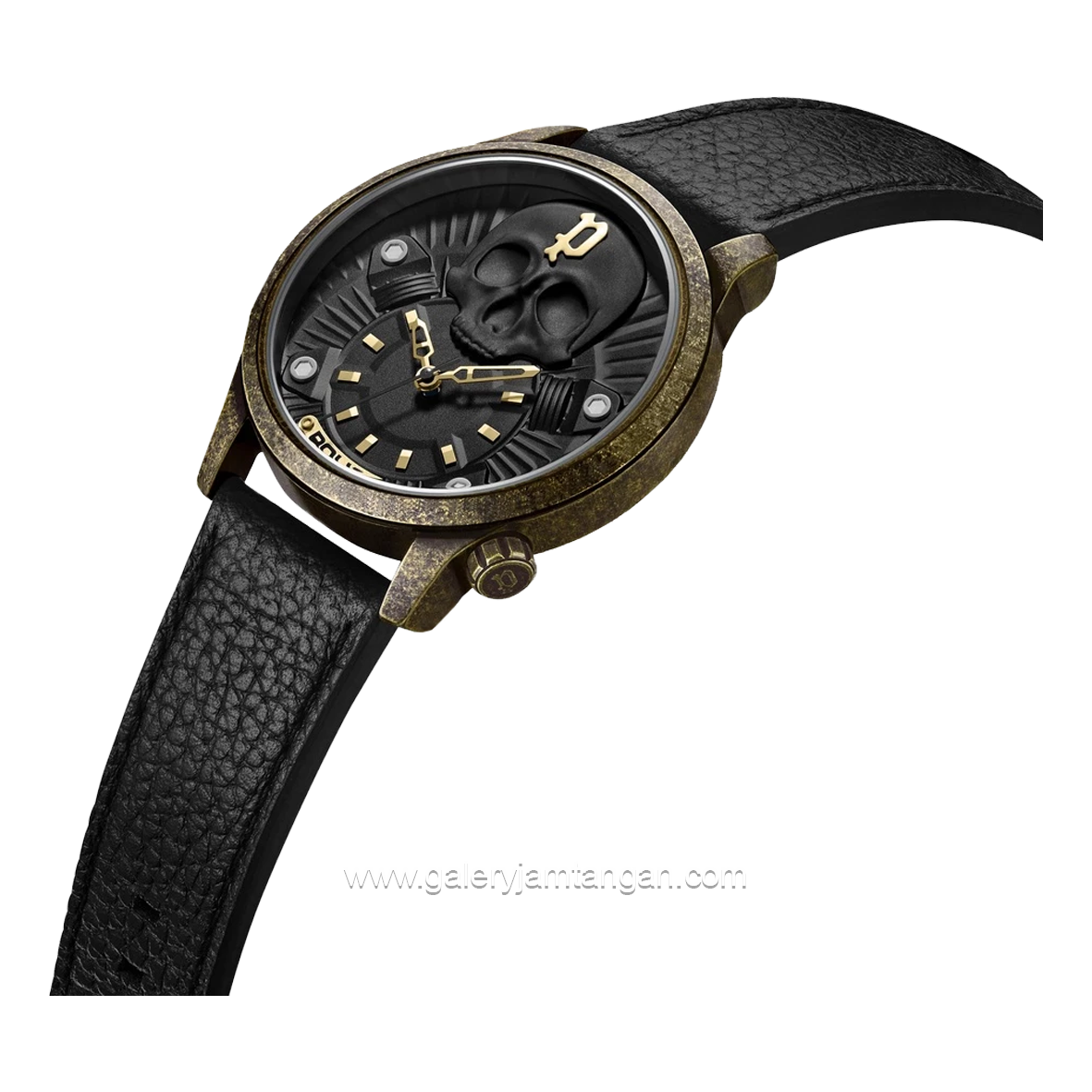 POLICE PEWJA2227702 Black Gold Leather Collection Jet Watch