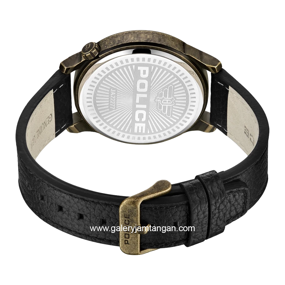 POLICE PEWJA2227702 Black Gold Leather Collection Jet Watch