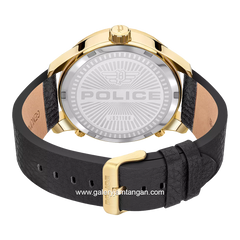 POLICE PEWJB2110601 Black Gold Dial Black Leather Chronograph