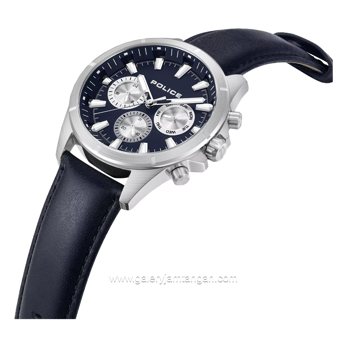 POLICE PEWJF0005803 Blue Silver Multifunction Leather Strap