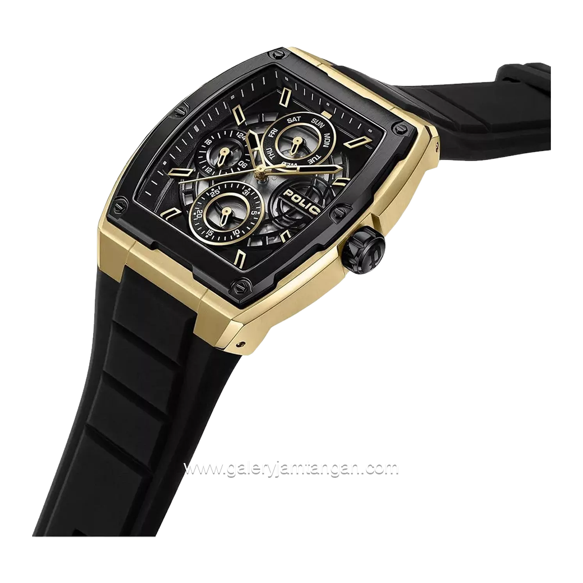 POLICE PEWJQ0004540 Black Gold Rubber Strap