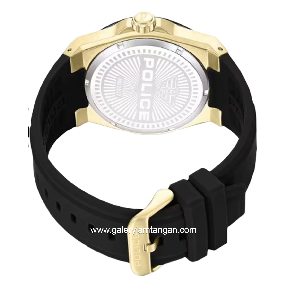POLICE PEWJQ2203241 Black Gold Dial Black Multifunction Rubber/Silicone