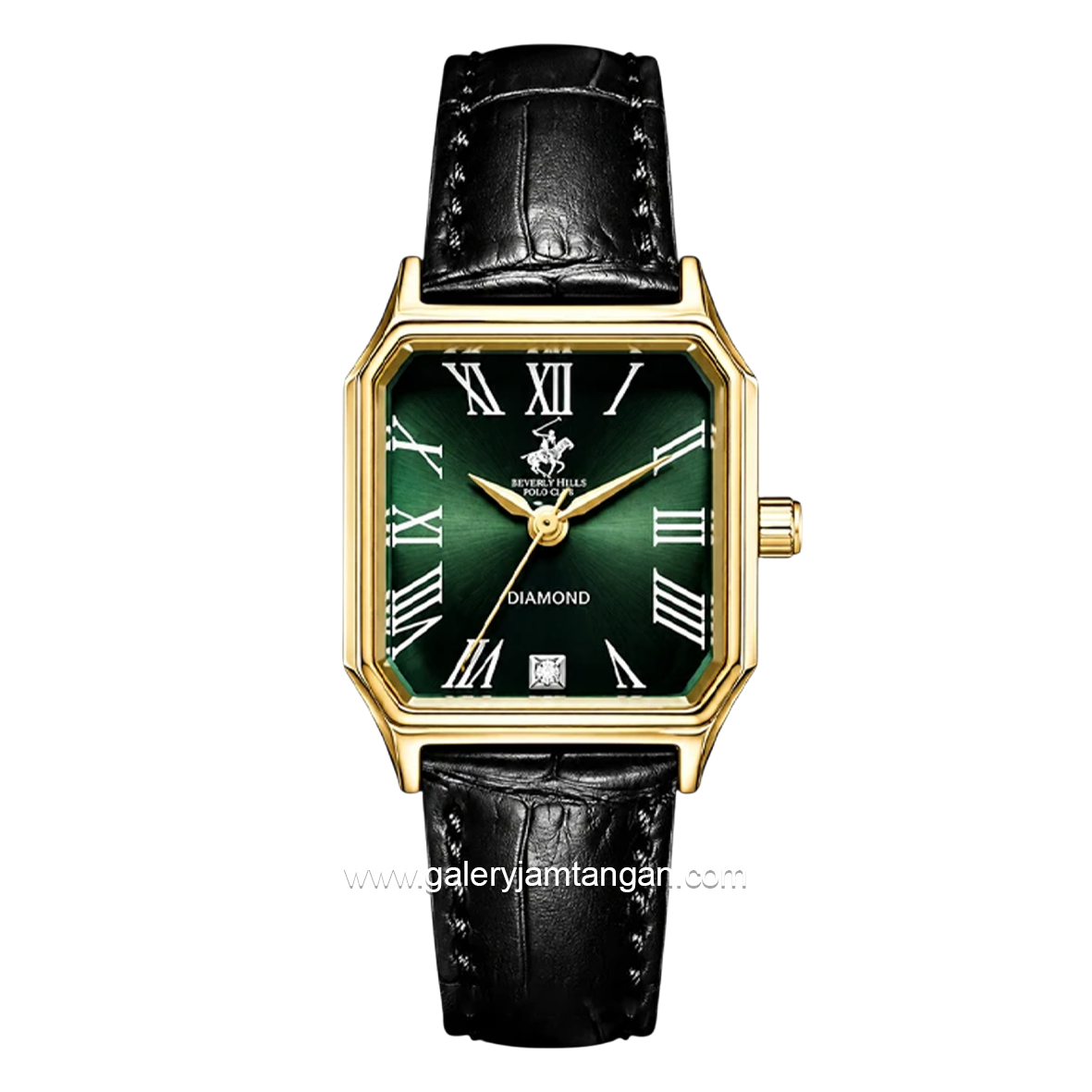 BEVERLY HILLS POLO CLUB BP3917C.171 Black Rosegold Dial Green Leather Strap