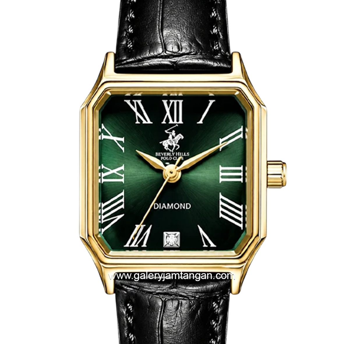 BEVERLY HILLS POLO CLUB BP3917C.171 Black Rosegold Dial Green Leather Strap