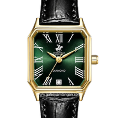 BEVERLY HILLS POLO CLUB BP3917C.171 Black Rosegold Dial Green Leather Strap