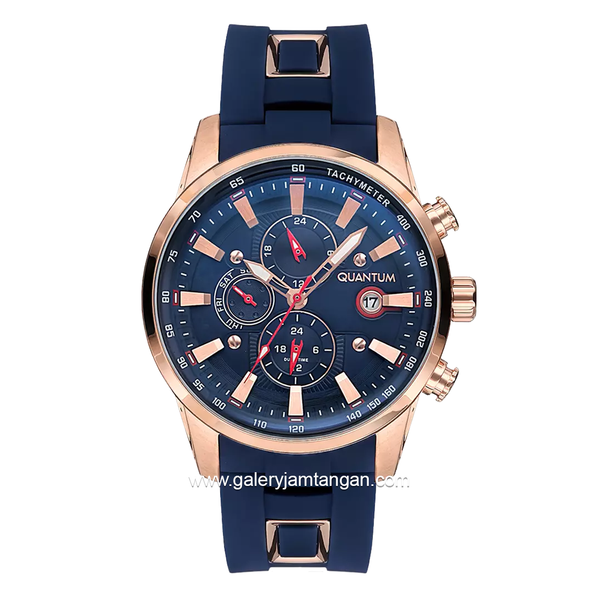QUANTUM ADG678.499 Sporty Men's Watch Navy Rosegold Rubber Strap