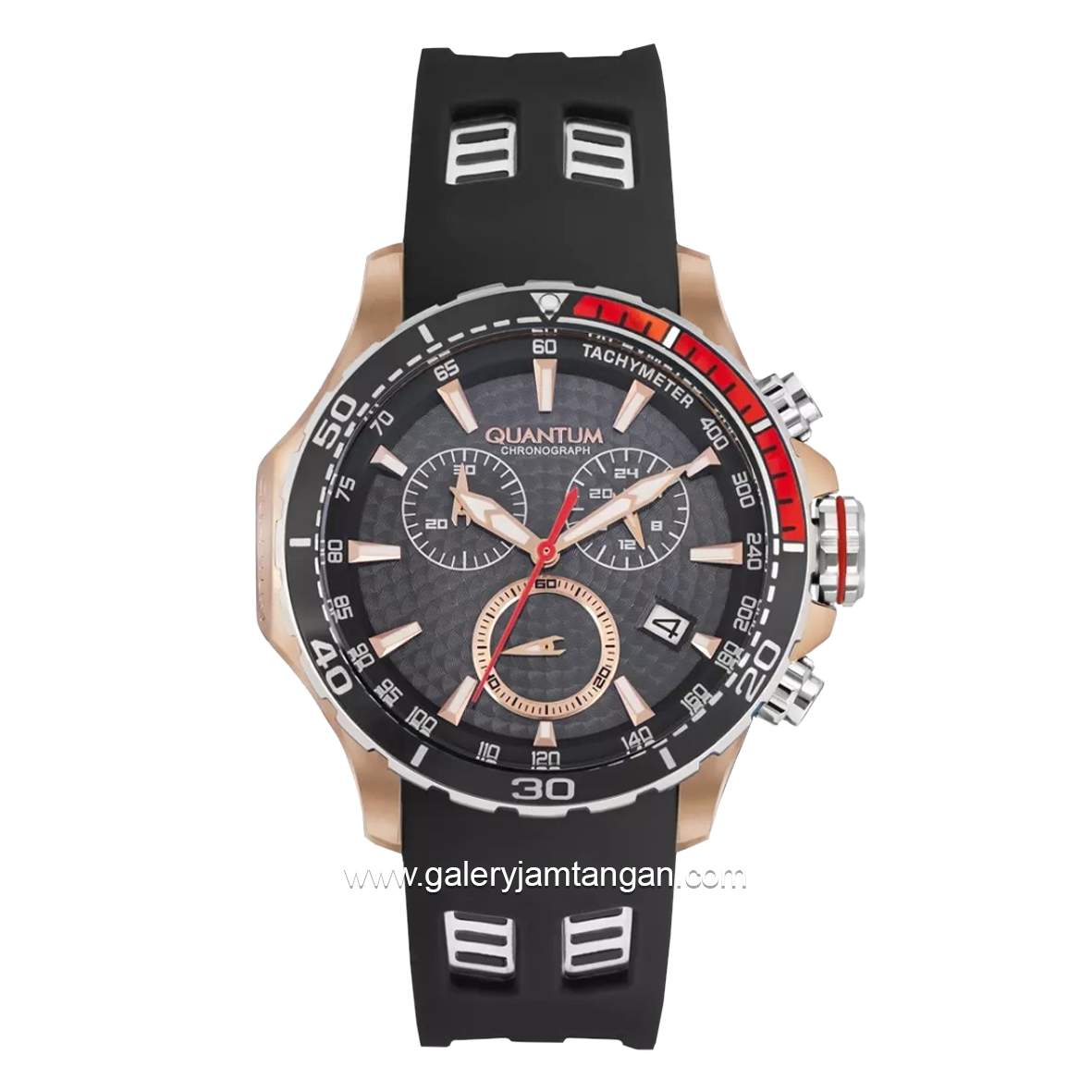QUANTUM HNG834.551 Black Rosegold Dial Black Chronograph Rubber Strap