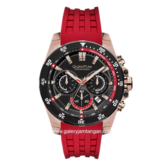 QUANTUM HNG858.658 Red Rosegold Dial Black Chronograph Ruber Strap
