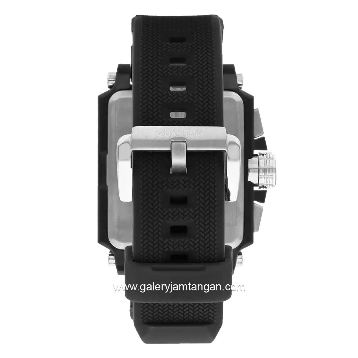 QUANTUM HNG969.650 Black Silver Rubber Strap