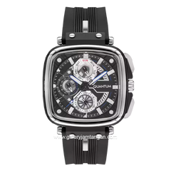 QUANTUM PWG1014.351 Black Silver Multifunction Rubber Strap