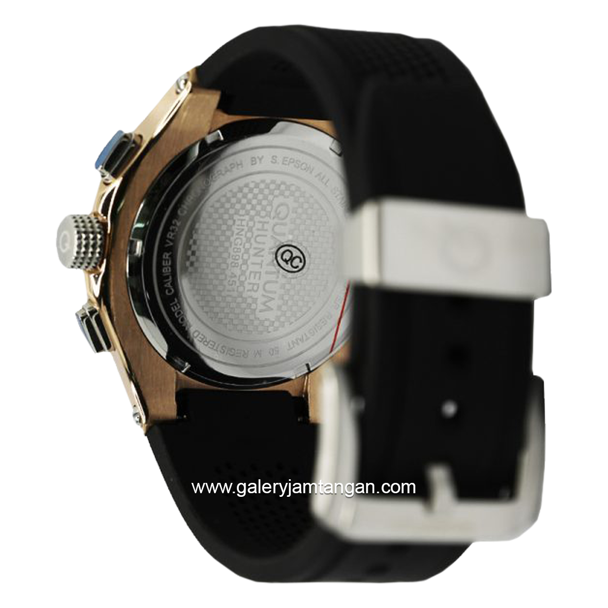 QUANTUM HNG898.451 Black Rosegold Dial Red Chronograph Rubber Strap