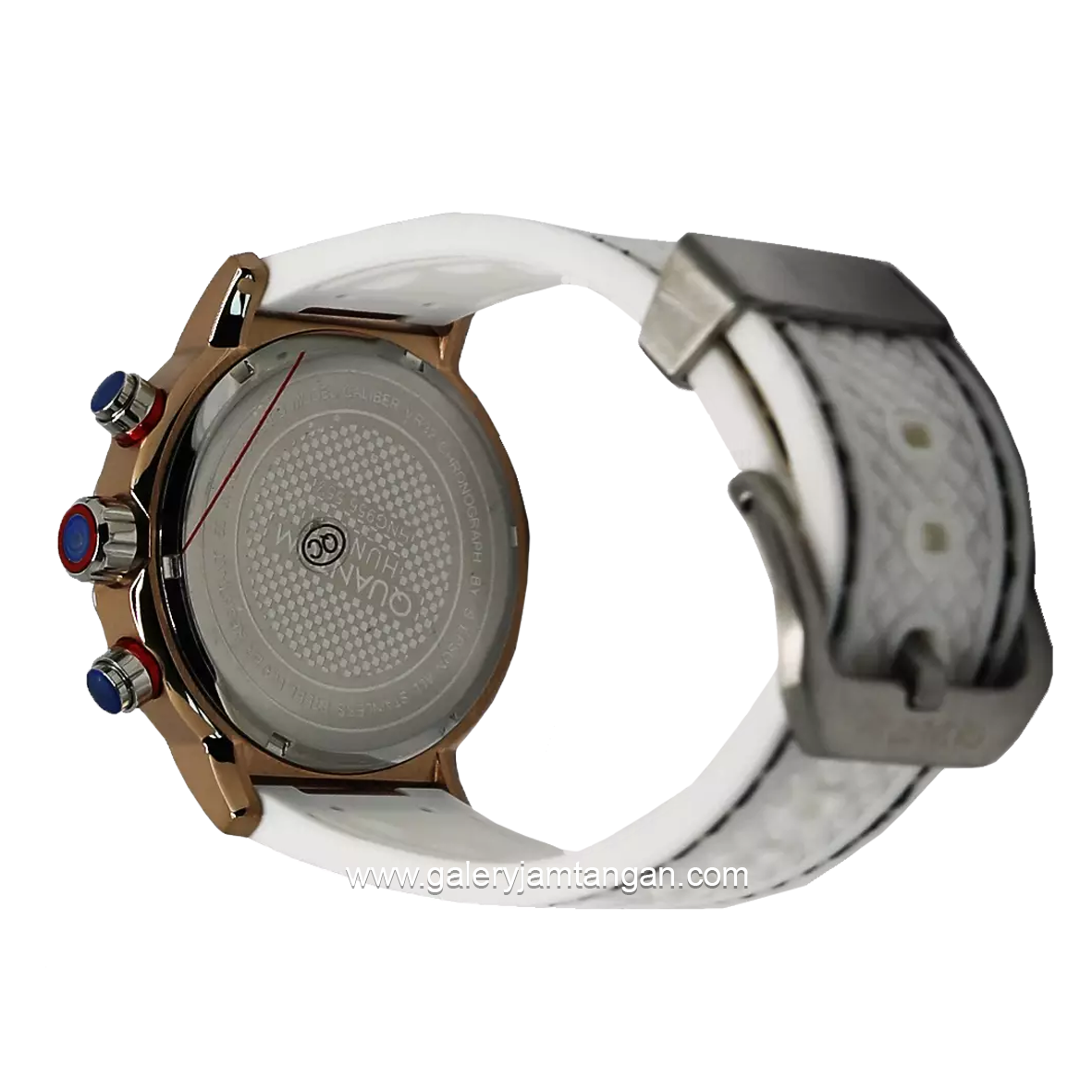 QUANTUM HNG956.553 White Rosegold Rubber Strap