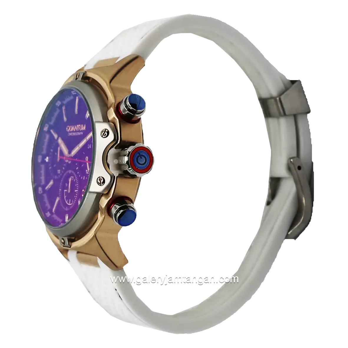 QUANTUM HNG956.553 White Rosegold Rubber Strap