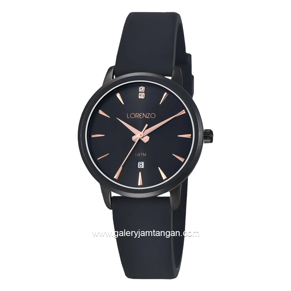 LORENZO R 7127 L Black Rubber Strap