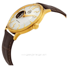 ORIENT BAMBINO OPEN HEART RA-AG0003S30B Automatic Brown Gold Dial White Leather Strap
