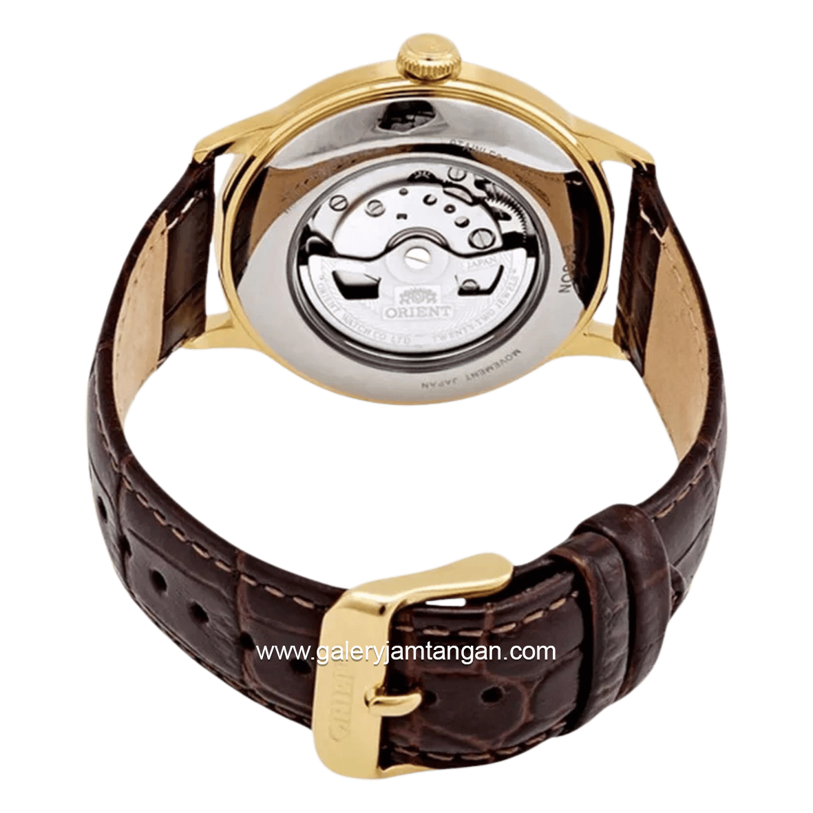 ORIENT BAMBINO OPEN HEART RA-AG0003S30B Automatic Brown Gold Dial White Leather Strap