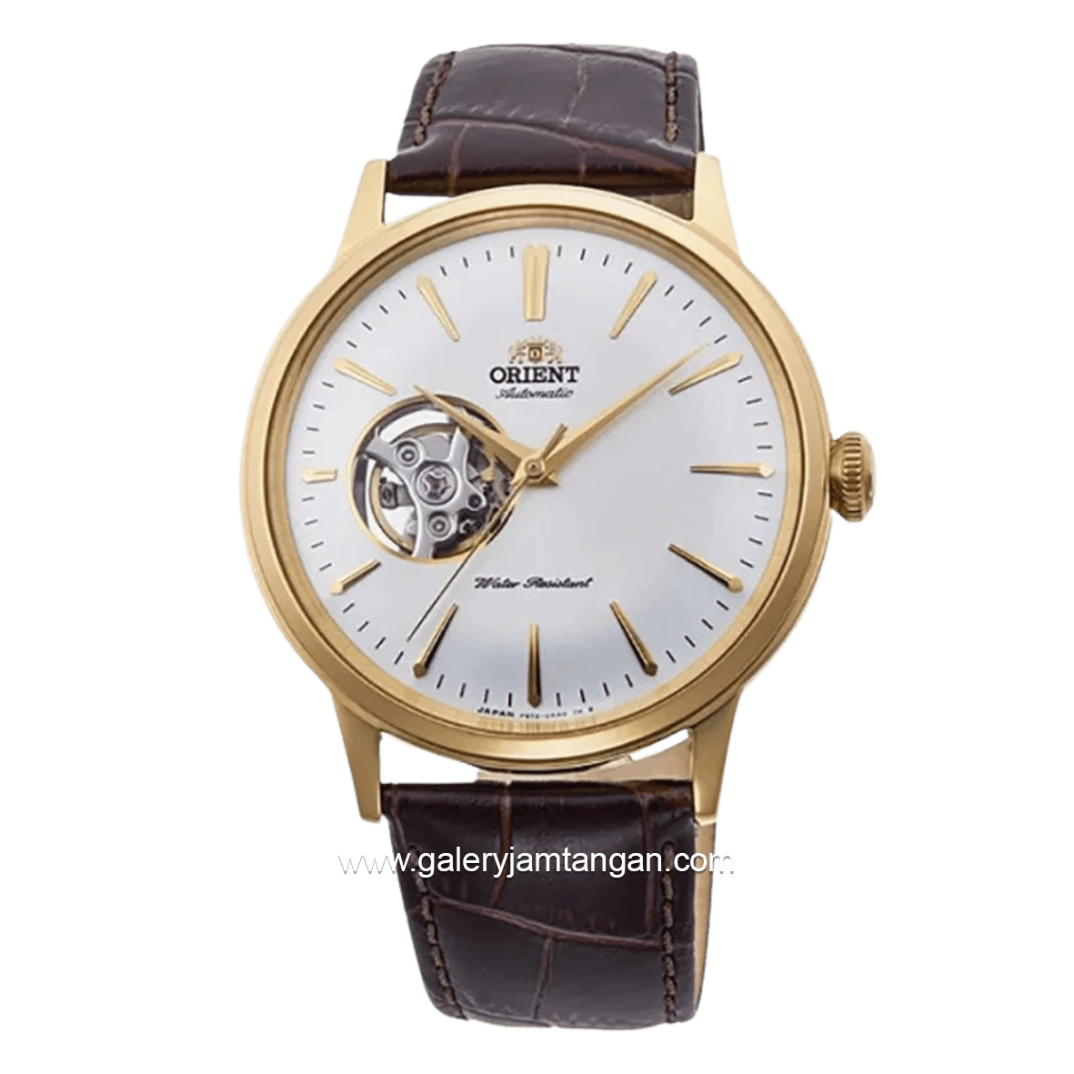 ORIENT BAMBINO OPEN HEART RA-AG0003S30B Automatic Brown Gold Dial White Leather Strap