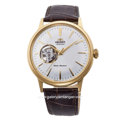 ORIENT BAMBINO OPEN HEART RA-AG0003S30B Automatic Brown Gold Dial White Leather Strap