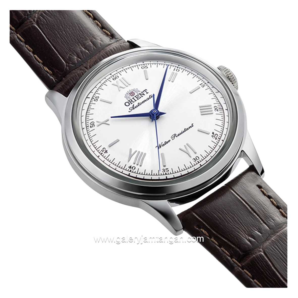 ORIENT RA-BB0002S30B BAMBINO Automatic Brown Silver Dial White Leather Strap
