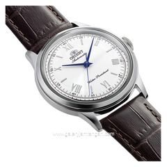 ORIENT RA-BB0002S30B BAMBINO Automatic Brown Silver Dial White Leather Strap