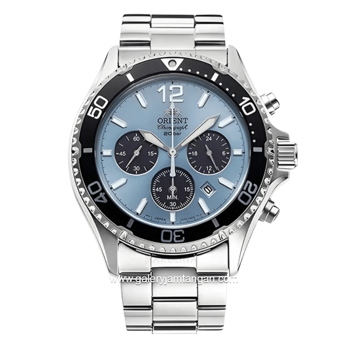 ORIENT MAKO SOLAR RA-TX0206L Silver Dial Sky Blue Chronograph Stainless Steel