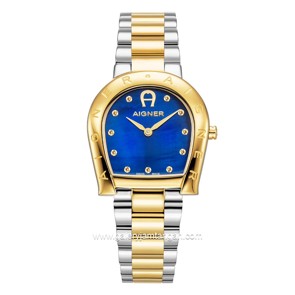 AIGNER RAVENNA DUE DIAMOND AGW.259003 Women's Watch Silver Gold Dial Blue Swiss Made