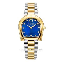 AIGNER RAVENNA DUE DIAMOND AGW.259003 Women's Watch Silver Gold Dial Blue Swiss Made