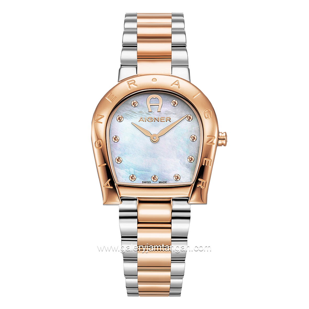 AIGNER RAVENNA DUE AGW.259004 Women's Watch Silver Rosegold Dial White MOP Swiss Made