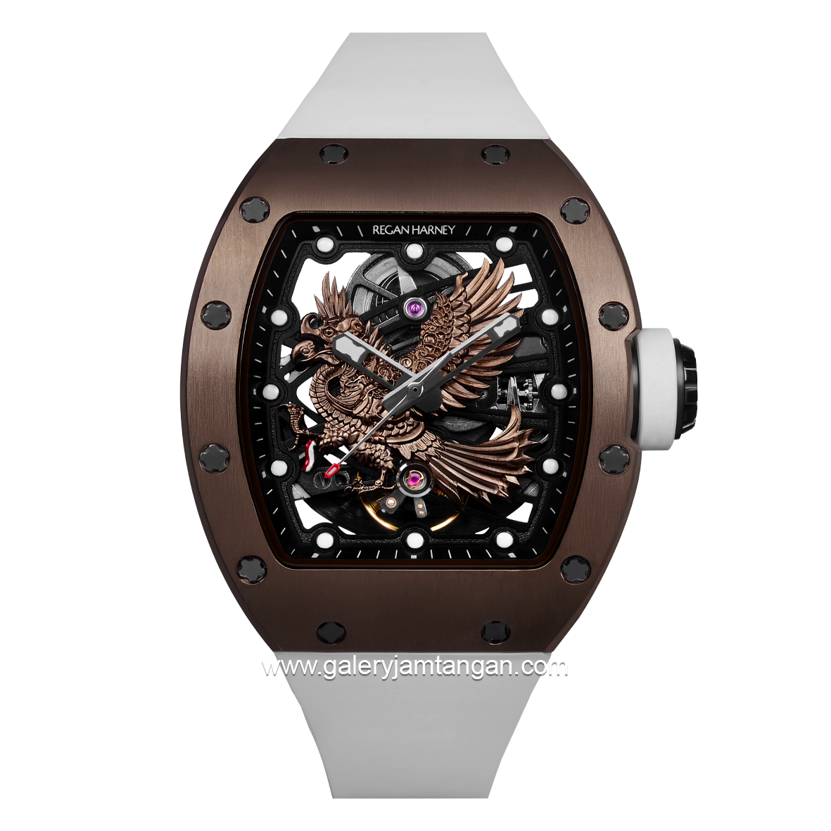 REGAN HARNEY RH62-11/H439 GARUDA White Rosegold Automatic Rubber Strap